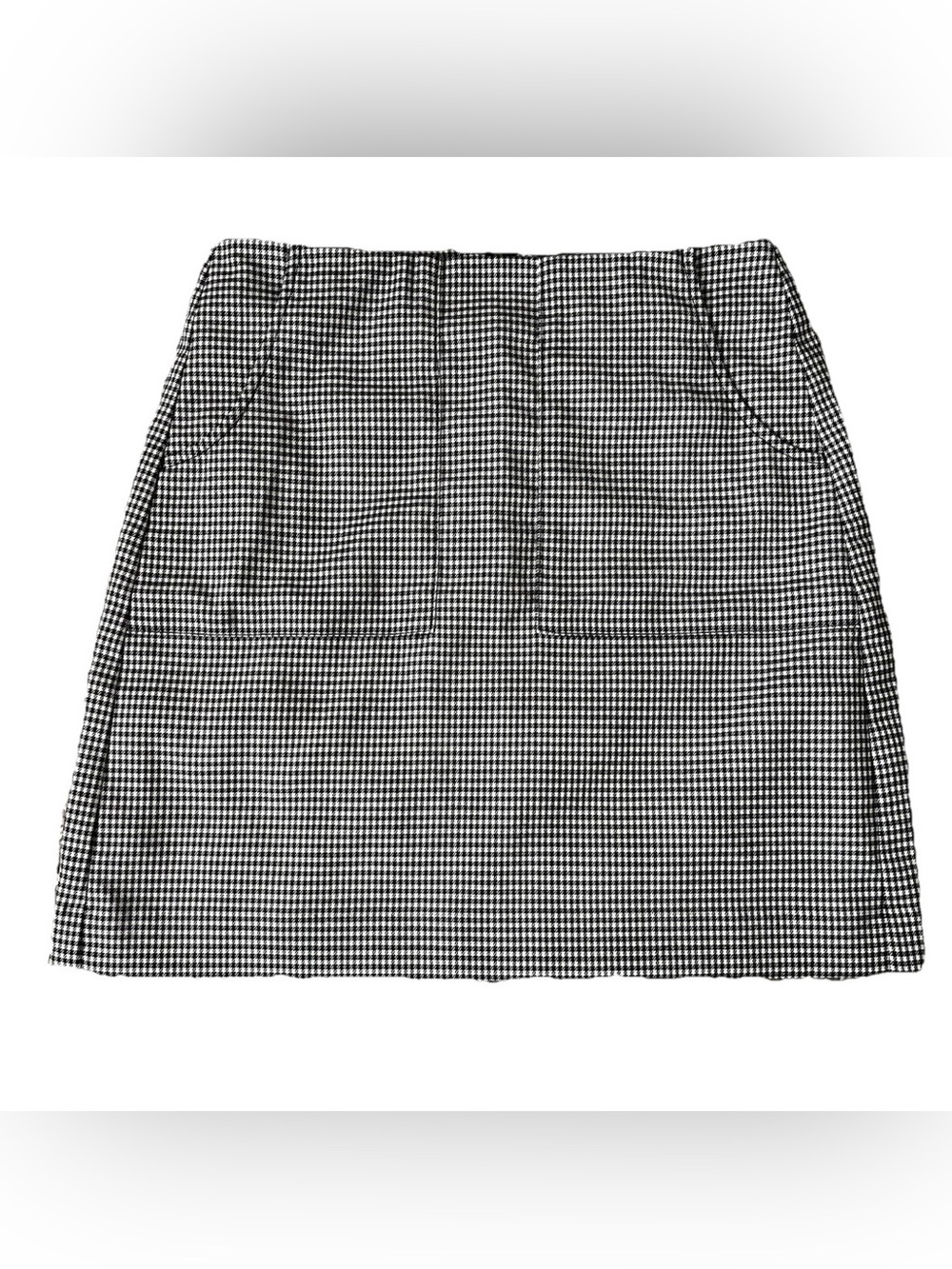 LOFT Navy Blue and White Houndstooth Skirt with Pockets Zipper Closure Size 2